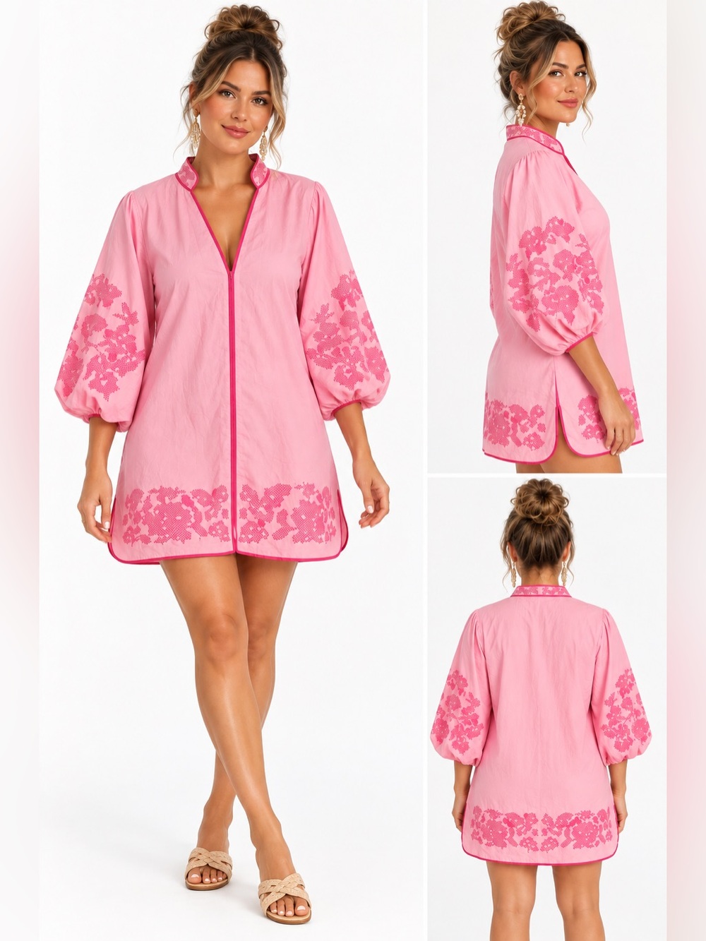 Hyacinth House Pink Embroidered
Arem Caftan Dress